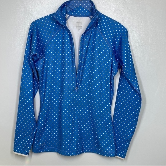 Nike Pro Dry Fit Blue/White Running Jacket 1/2 Zip Polka Dot Pullover Size M - Picture 3 of 15